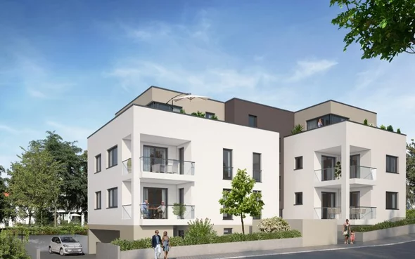 Visionsbild eines modernen Mehrparteienhauses