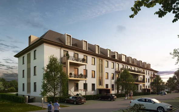 Visionsbild eines modernen umgebauten Barackengebäudes