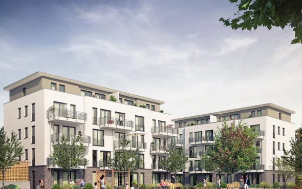 Visionsbild eines belebten begrünten Hinterhofs oder Gartens