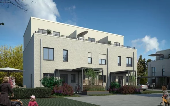 Visionsbild eines modernen Zweifamilienhauses