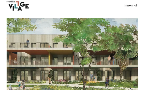 Visionsbild gezeichnet eines belebten Innenhofs