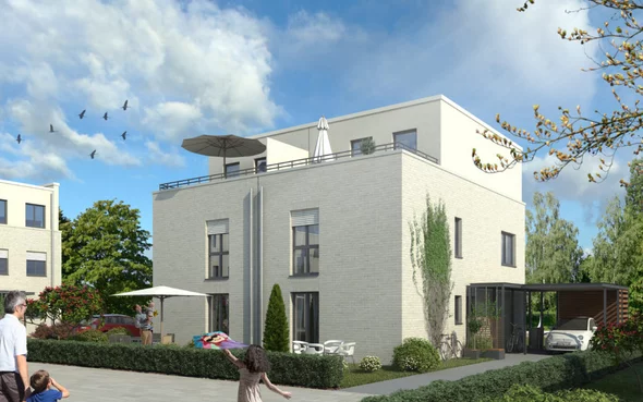Visionsbild von modernen Mehrfamilienhaus